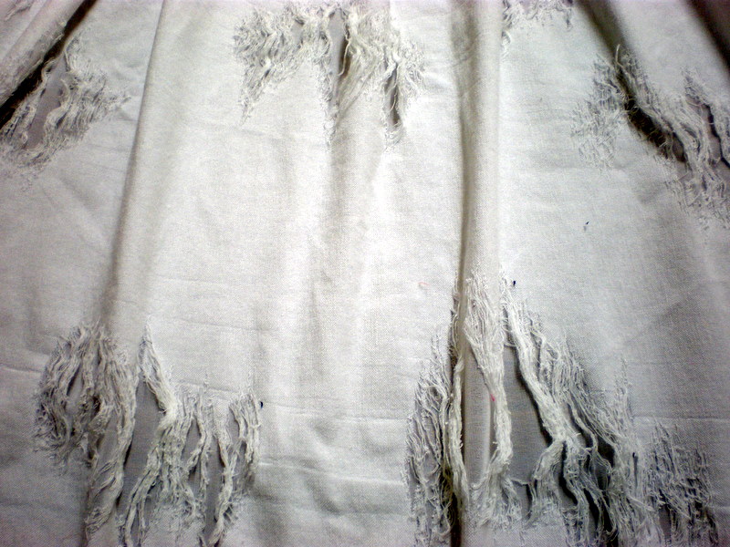 7.White Stretch Broken Denim